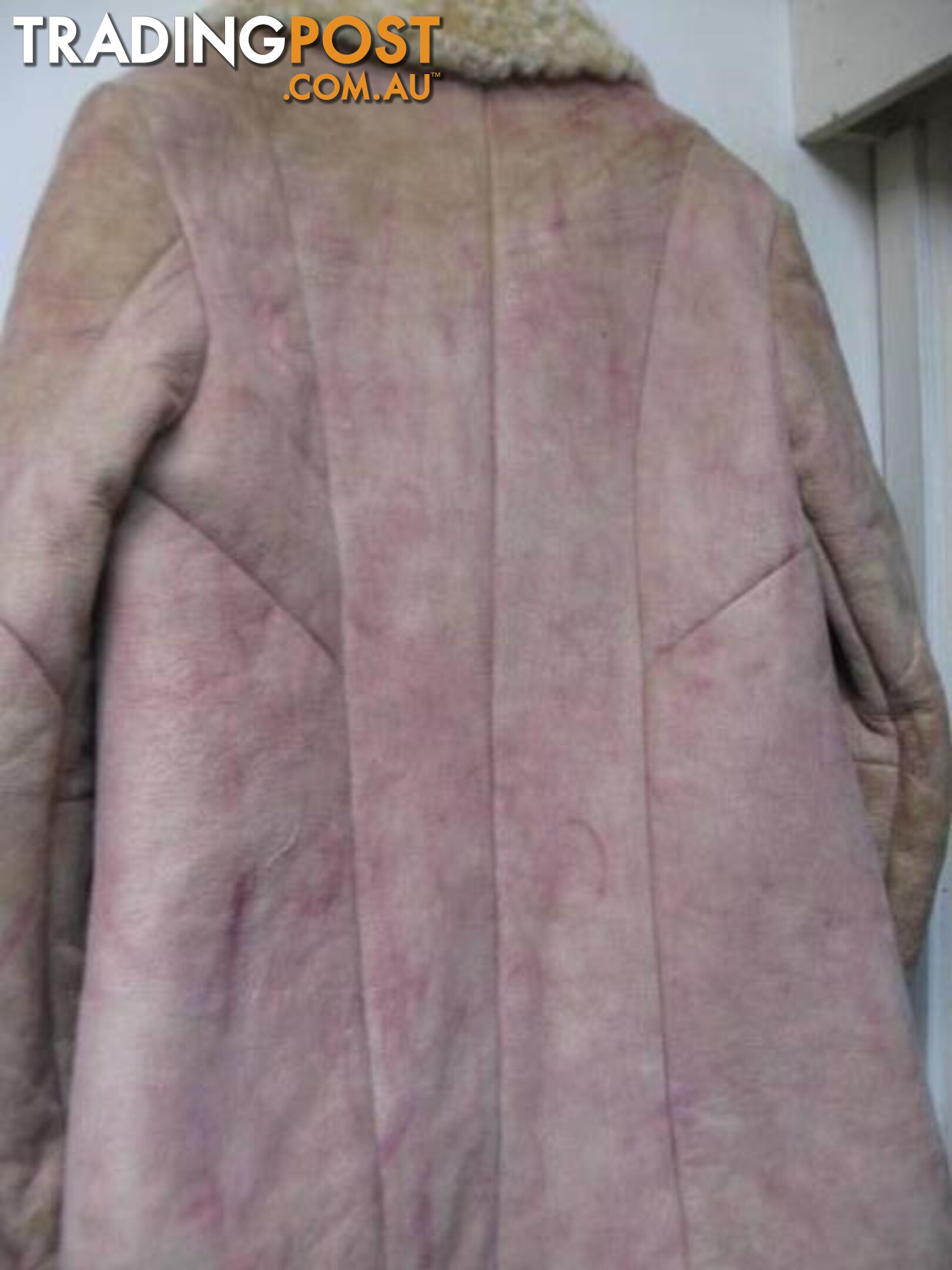 LAMBSKIN COAT THICK HEAVY OUTER PINK TINT NATURAL INNER