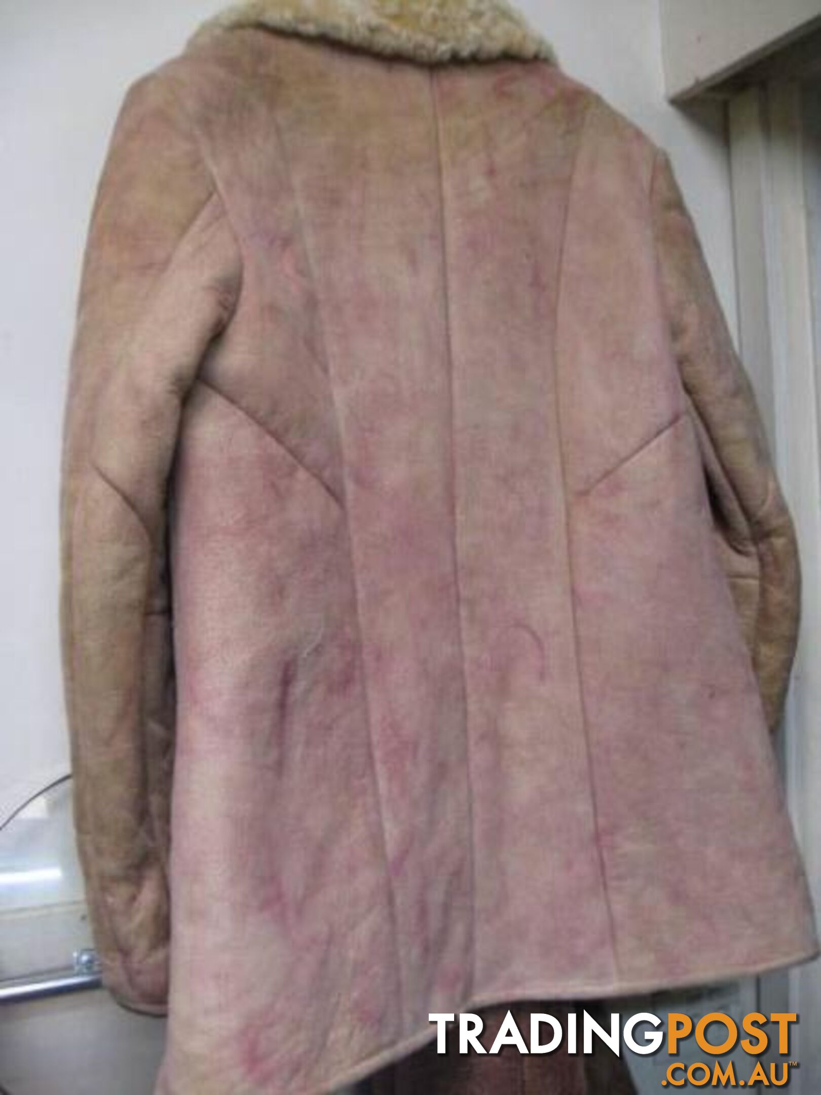 LAMBSKIN COAT THICK HEAVY OUTER PINK TINT NATURAL INNER