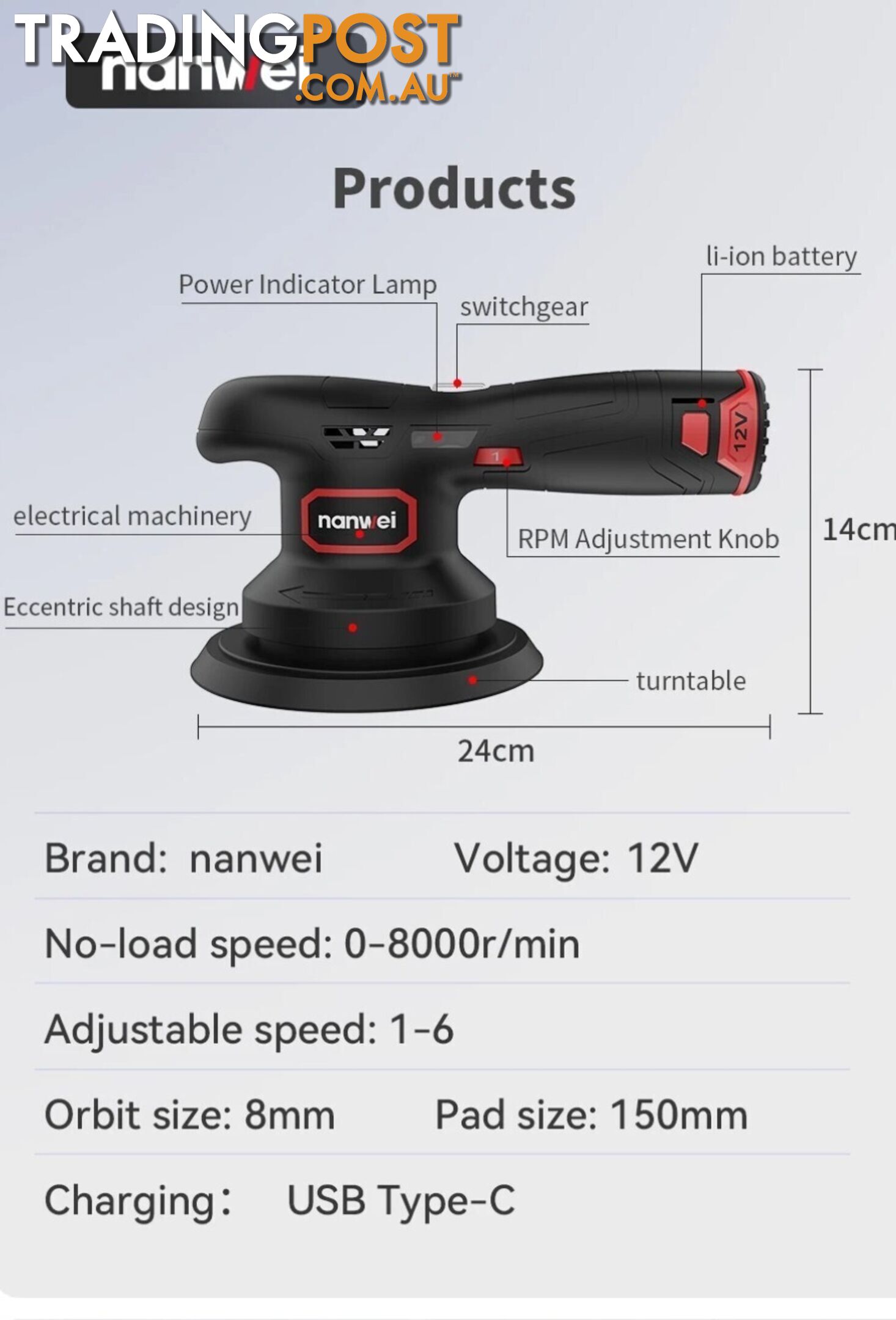 6&quot;150mm 12v Cordless Orbital Sander Polisher