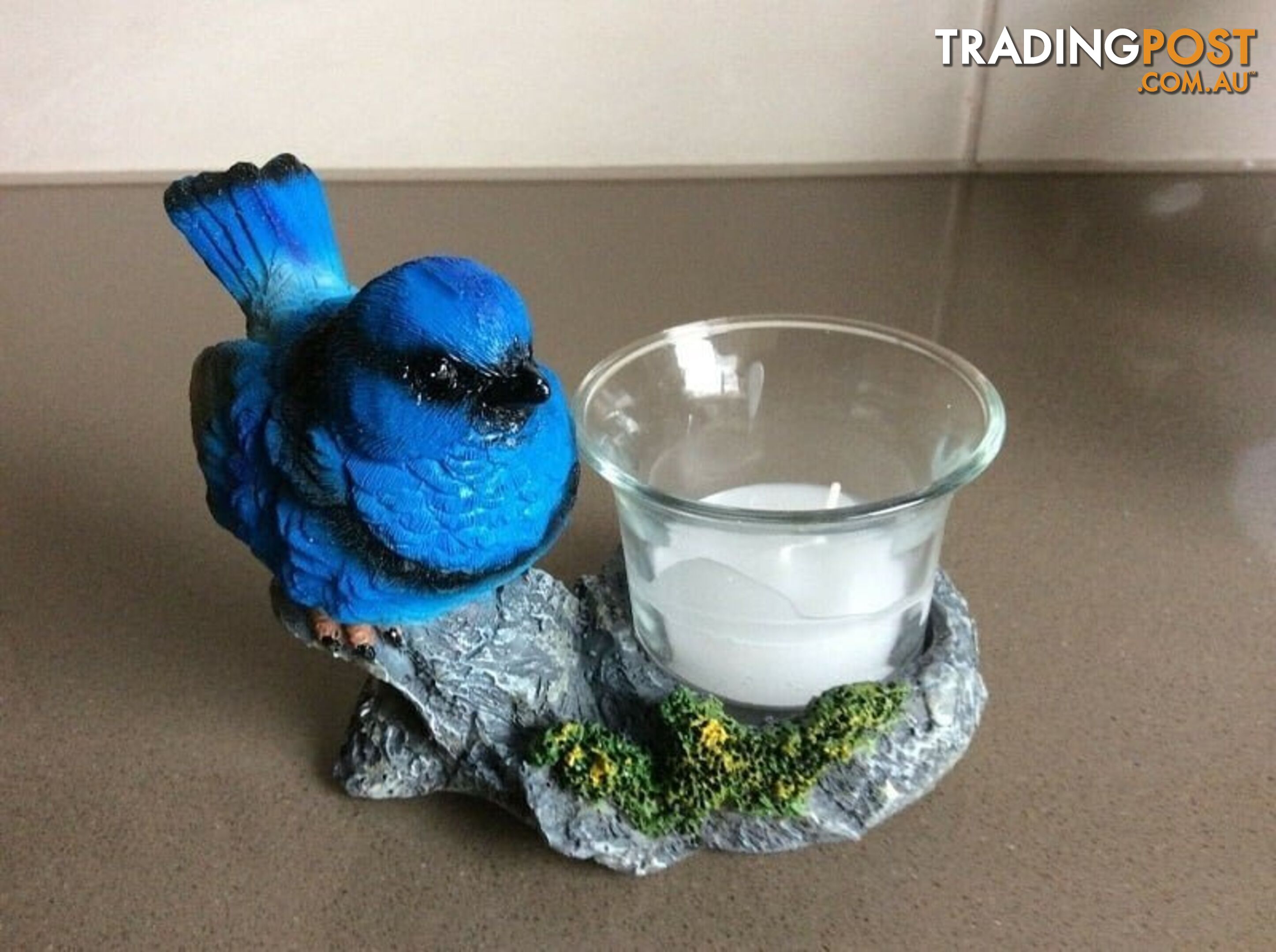 Blue Wren Tealight Holder Figurine