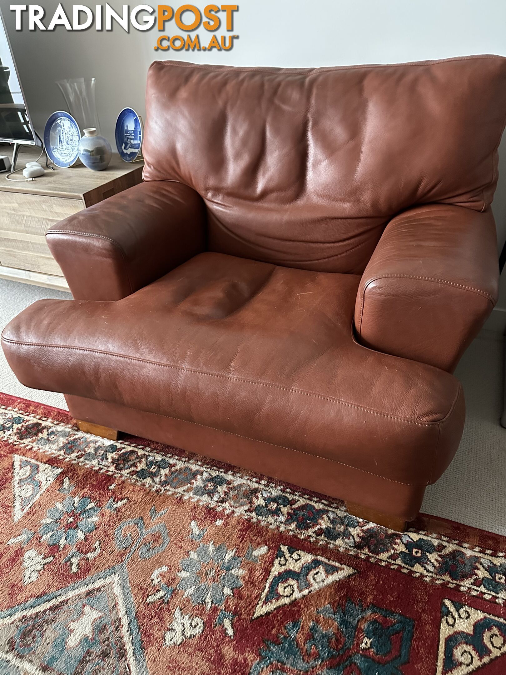 Brown leather occasional chair