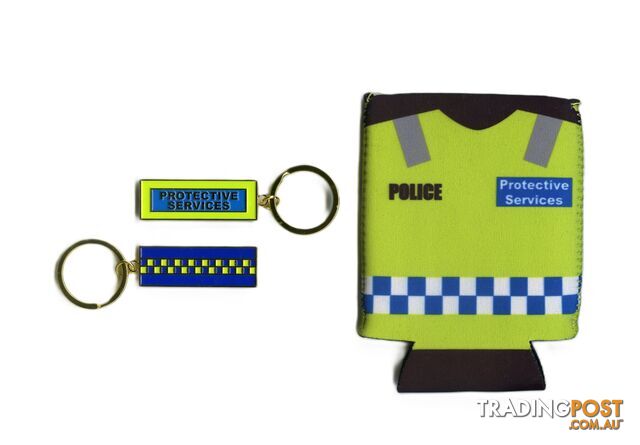 Police Protective Services Keyring ($7) & Stubby Holder (3) New. (Police members only)