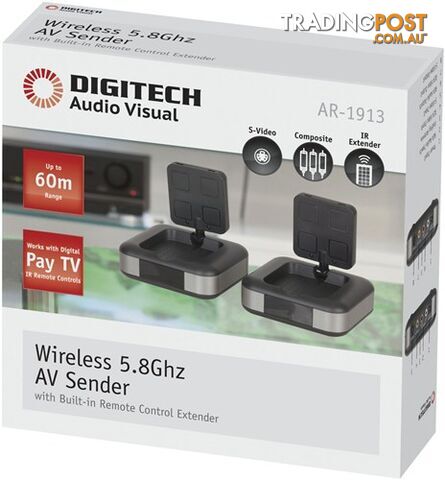 Wireless 5.8GHz AV Sender/Receiver with wideband IR Extender FOXTEL IQ2 - DIGITECH
