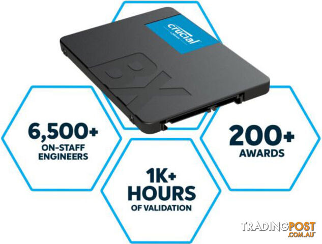 Crucial BX500 1TB 2.5" SATA3 6Gb/s SSD - 3D NAND 540/500MB/s 7mm 1.5 mil MTBF Acronis True Image Solid State Drive - CRUCIAL