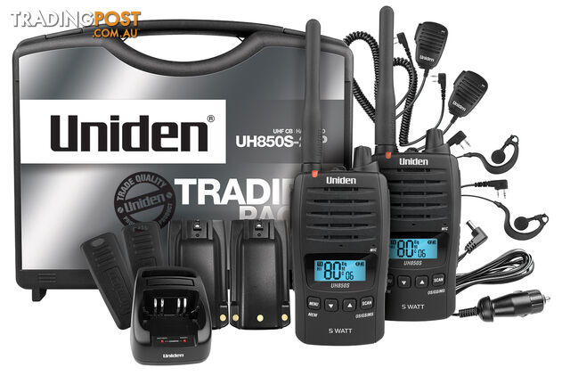 UNIDEN UH850S-2TP 5 Watt UHF Waterproof CB Handheld â Tradies Pack - UNIDEN