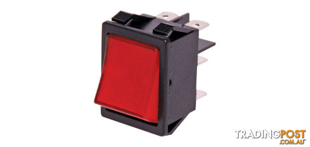 DPDT Heavy Duty Red Illuminated Rocker Switch