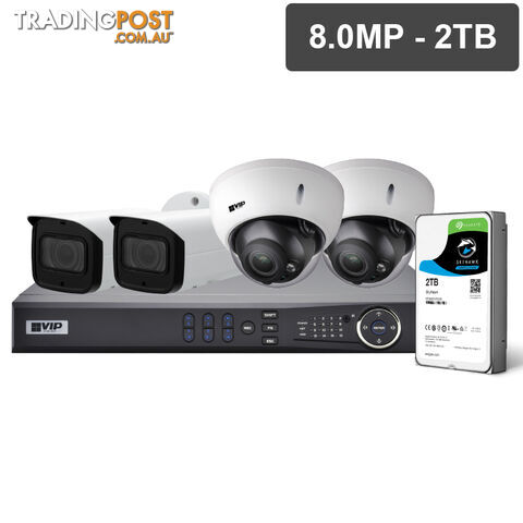 Pro Series 4 Camera 8.0MP IP Surveillance Kit (Motorised, 2TB) - VIP Vision