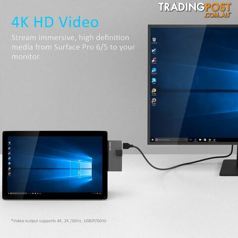 mbeat Edge Pro Multifunction USB- C Hub for Microsoft Surface Pro 5/6 Metal Grey (HDMI, LAN, USB 3.0 Hub, Card Reader) - photo 2 of 3