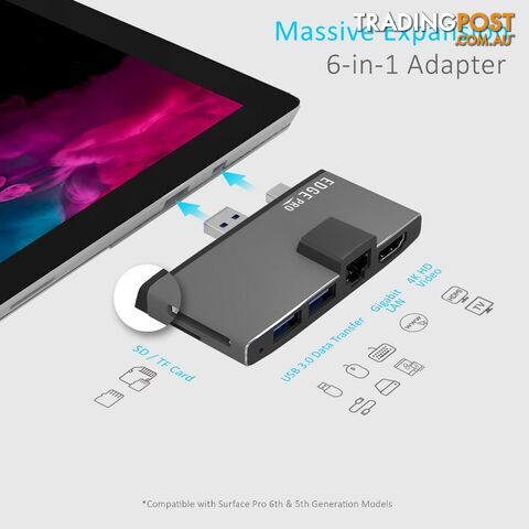 mbeat Edge Pro Multifunction USB- C Hub for Microsoft Surface Pro 5/6 Metal Grey (HDMI, LAN, USB 3.0 Hub, Card Reader) - photo 3 of 3