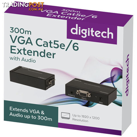 300m VGA Cat5e/6 Extender with Audio - DIGITECH
