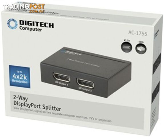 2 Way DisplayPort Splitter - DIGITECH