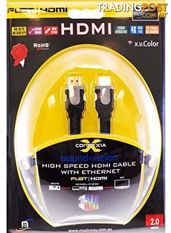 2M FLAT HDMI CABLE 4K WITH ETHERNET - CONNEXIA - photo 2 of 2