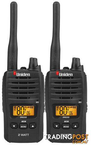 UNIDEN UH820S-2 2 WATT UHF HANDHELD - TWIN PACK - UNIDEN