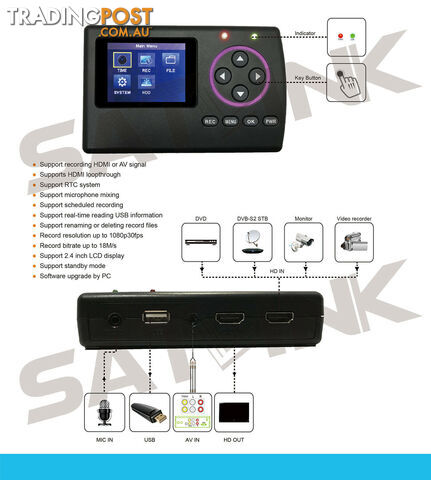 HD USB Video Recorder with HDMI Input 1080P H.264 encoder SP-1200 Video Player - SATLINK - photo 3 of 3