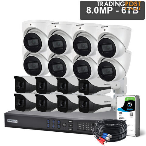 Compact 16 Channel 8.0MP HDCVI Surveillance Kit (16 x Fixed Cameras, 6TB HDD) - WATCHGUARD
