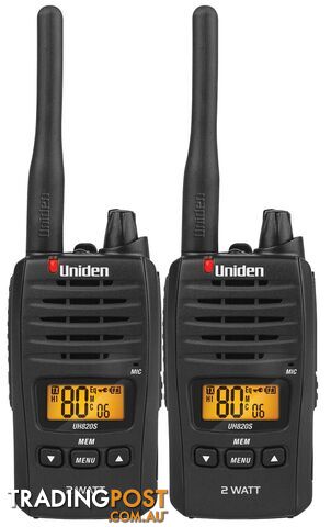 UNIDEN UH820-2 2 WATT UHF HANDHELD - TWIN PACK - UNIDEN