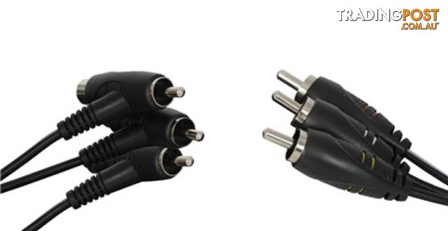 3 x RCA Piggyback Plugs to 3 RCA Plugs - 1.5mt