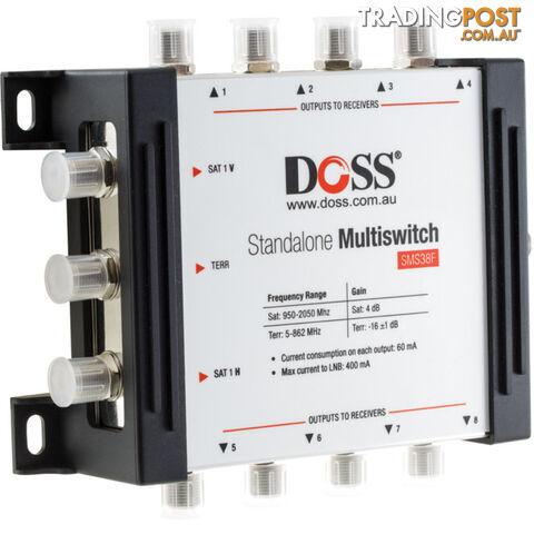 3-IN 8-OUT MULTISWITCH 5-2150MHZ F-TYPE SATELLITE FTA - DOSS - photo 2 of 2