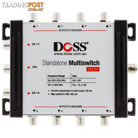 3-IN 8-OUT MULTISWITCH 5-2150MHZ F-TYPE SATELLITE FTA - DOSS