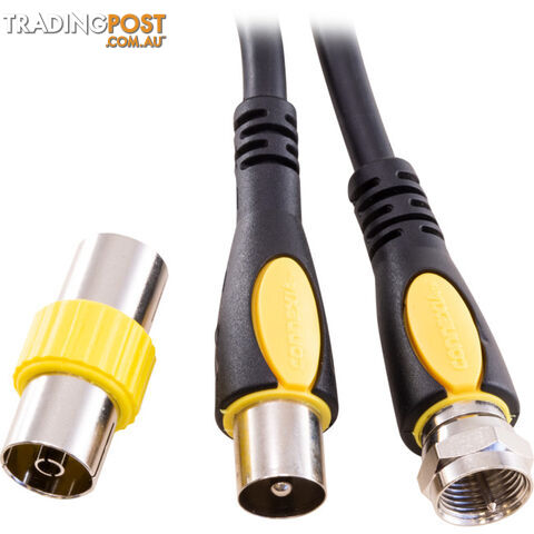 2M F PLUG TO PAL PLUG TV CABLE WITH PAL FEMALE ADAPTOR - CONNEXIA