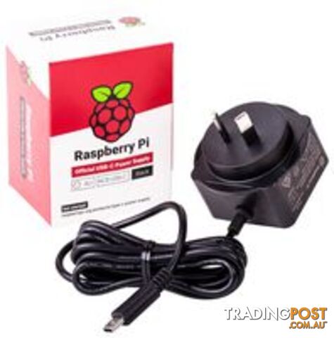 Raspberry Pi 4 Model B PSU, USB-C, 5.1V, 3A, AU PLUG BLACK - RASPBERRY PI