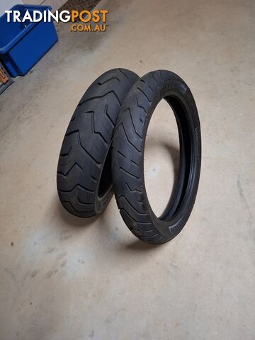 Two motorcycle tyres
