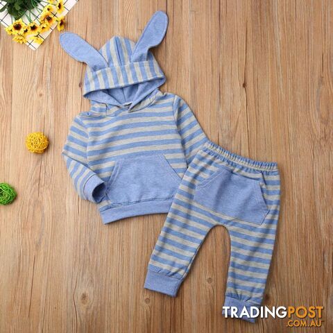 Blue Stripe Bunny Set