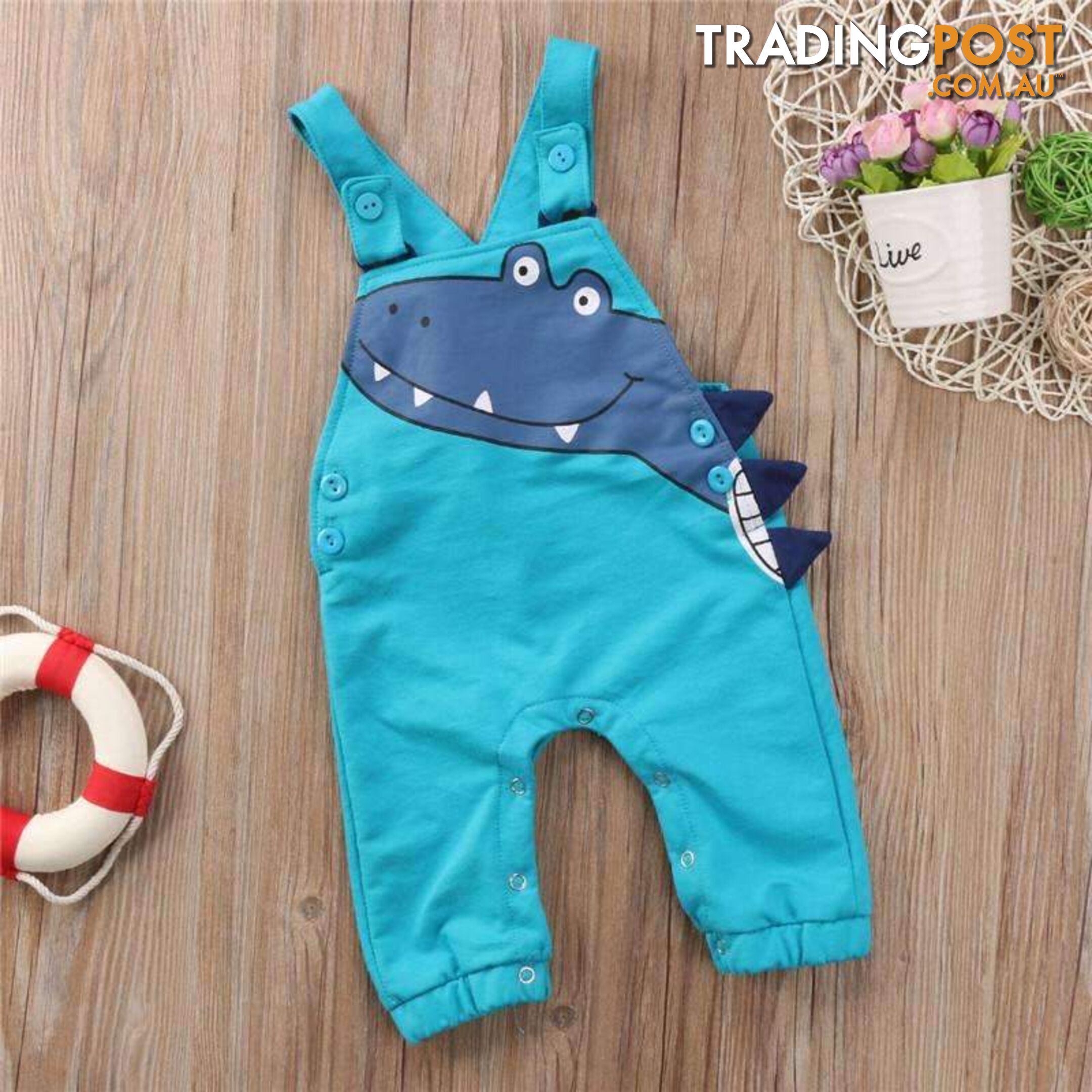 Blue Dino Overalls