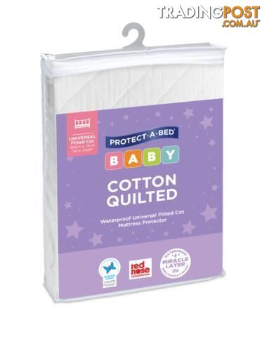 Cotton Quilted Cot Mattress Protector, Universal Fitted (Large)