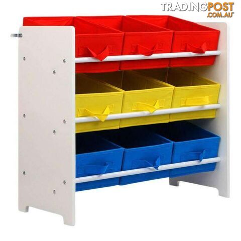 9 Bin Kids Wooden Storage Cabinet Bookshelf