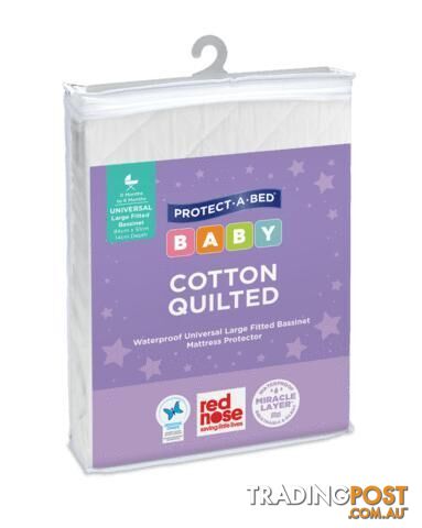 Cotton Quilted Bassinet Mattress Protector, Fitted (Large)