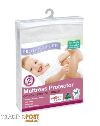 Cotton Terry Cot Mattress Protector with Elastic Straps