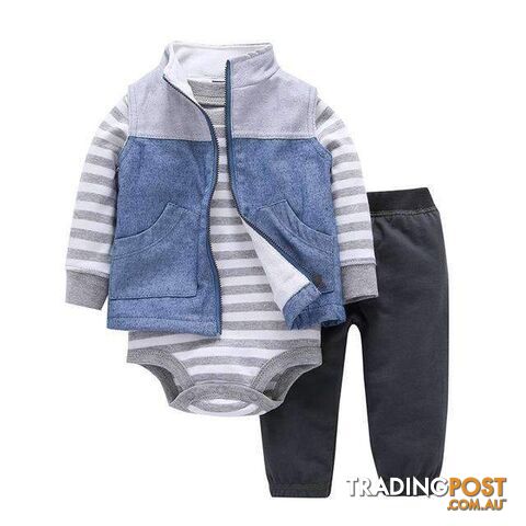 Blue & Grey Vest Set