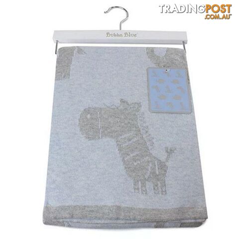 Animal Cotton Knit Blanket - Blue