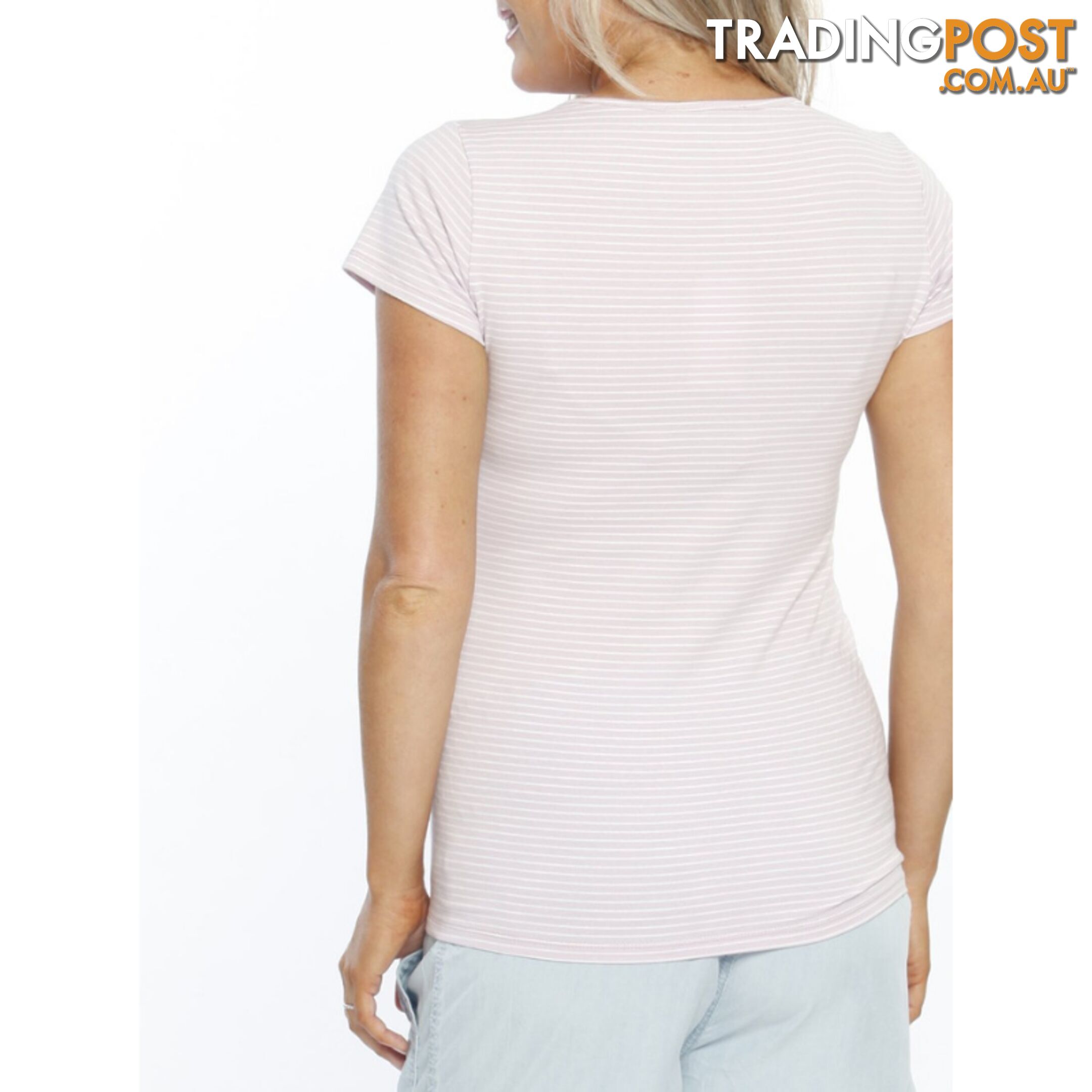 Basic Nursing Short Sleeve Tee - Pink Stripes