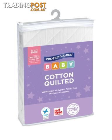 Cotton Quilted Cot Mattress Protector, Universal Fitted (Large)