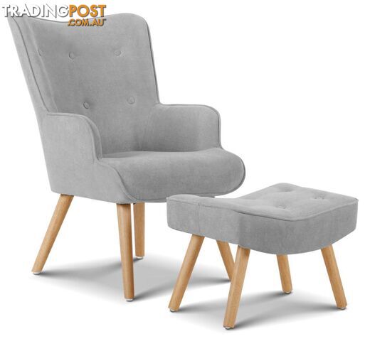 Adult Armchair and Ottoman - Light Grey