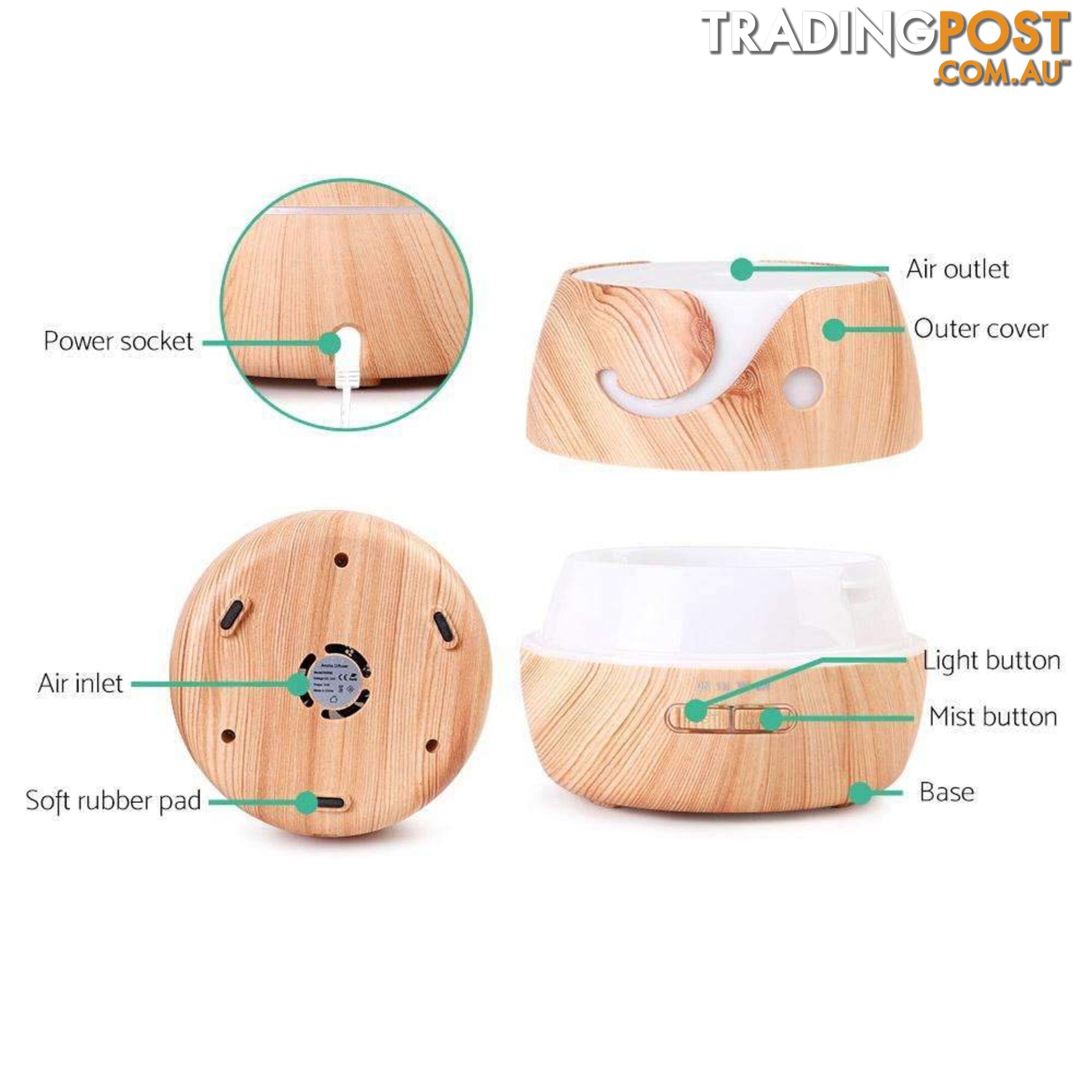 Aroma Diffuser Air Humidifier 400ml Light Wood Grain