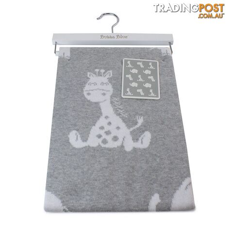 Animal Cotton Knit Blanket - Grey