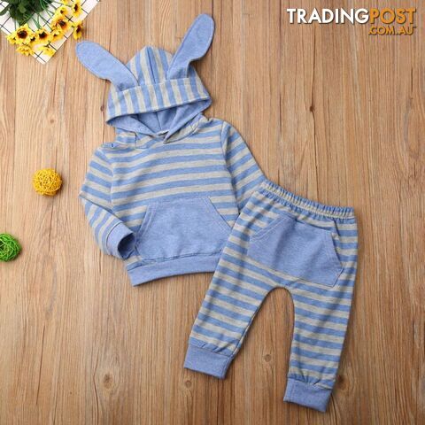 Blue Stripe Bunny Set