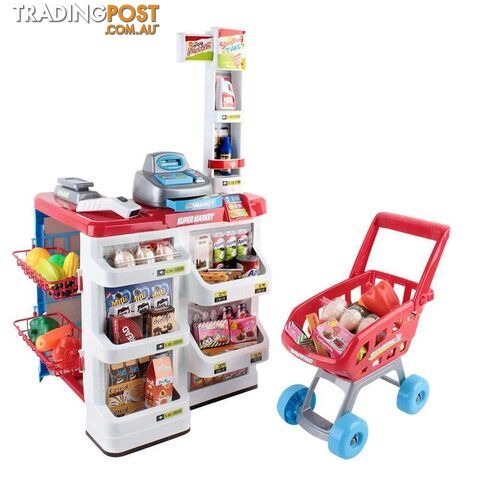 24 Piece Kids Pretend Play Supermarket Toy Set - Red & White