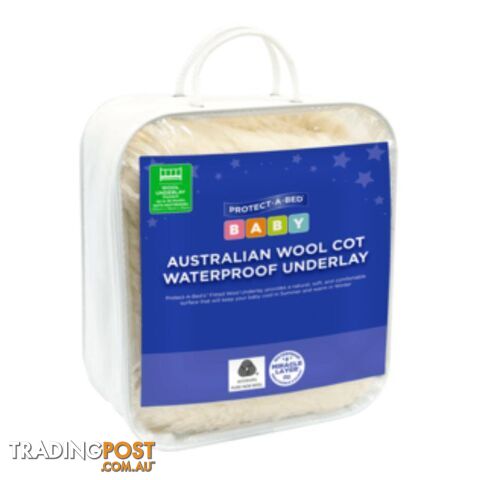 Australian Wool Waterproof Standard Cot Underlay, Fitted