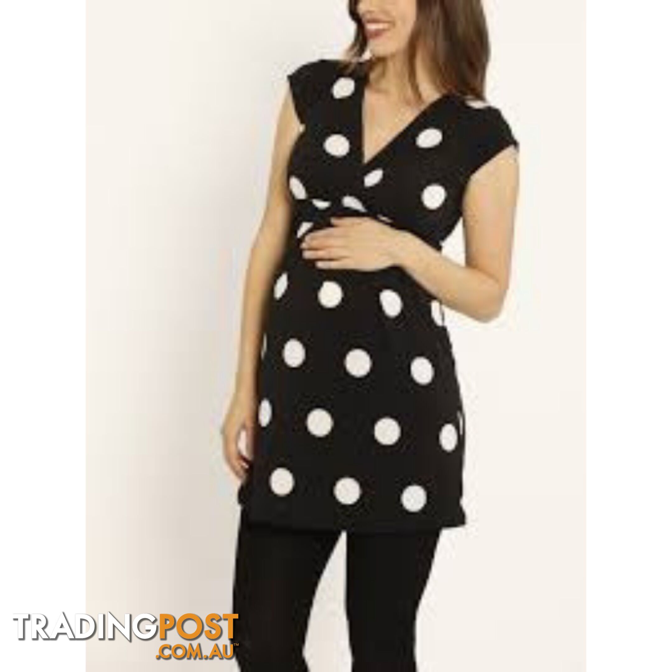 3 Piece Maternity Outfit: Tunic Top + Legging + Waterfall Cardigan In Black