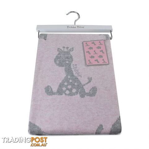 Animal Cotton Knit Blanket - Pink