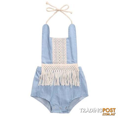 Blue Tassel Romper