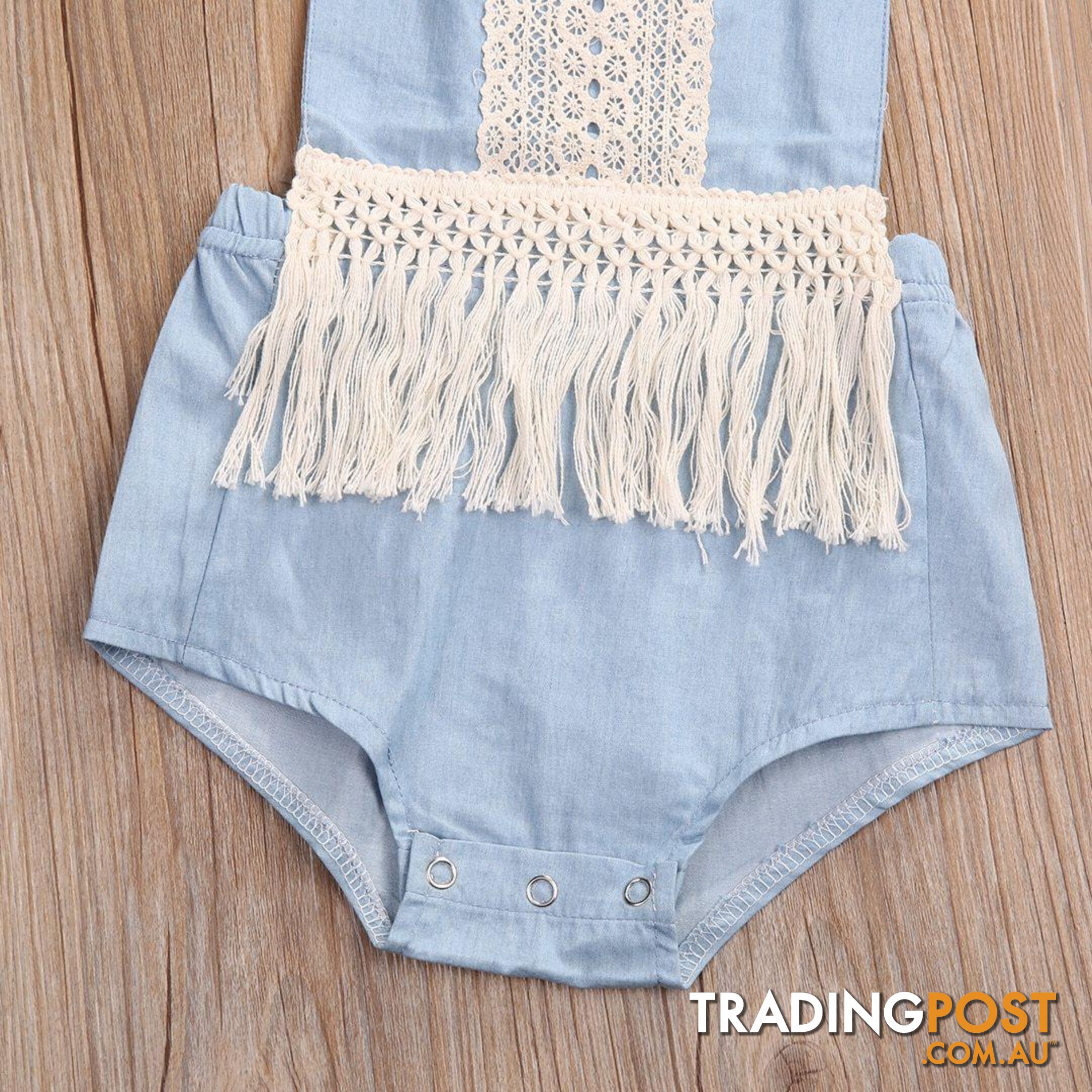 Blue Tassel Romper