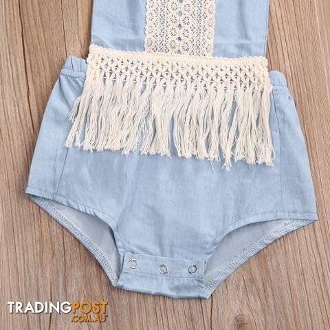 Blue Tassel Romper