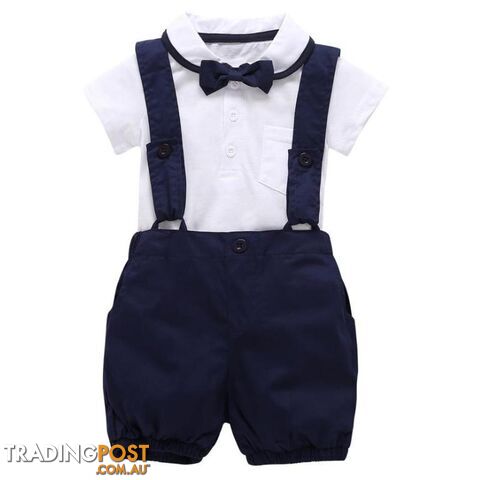 Boys Navy Overall Set