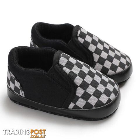 Black Checkered Slip-ons