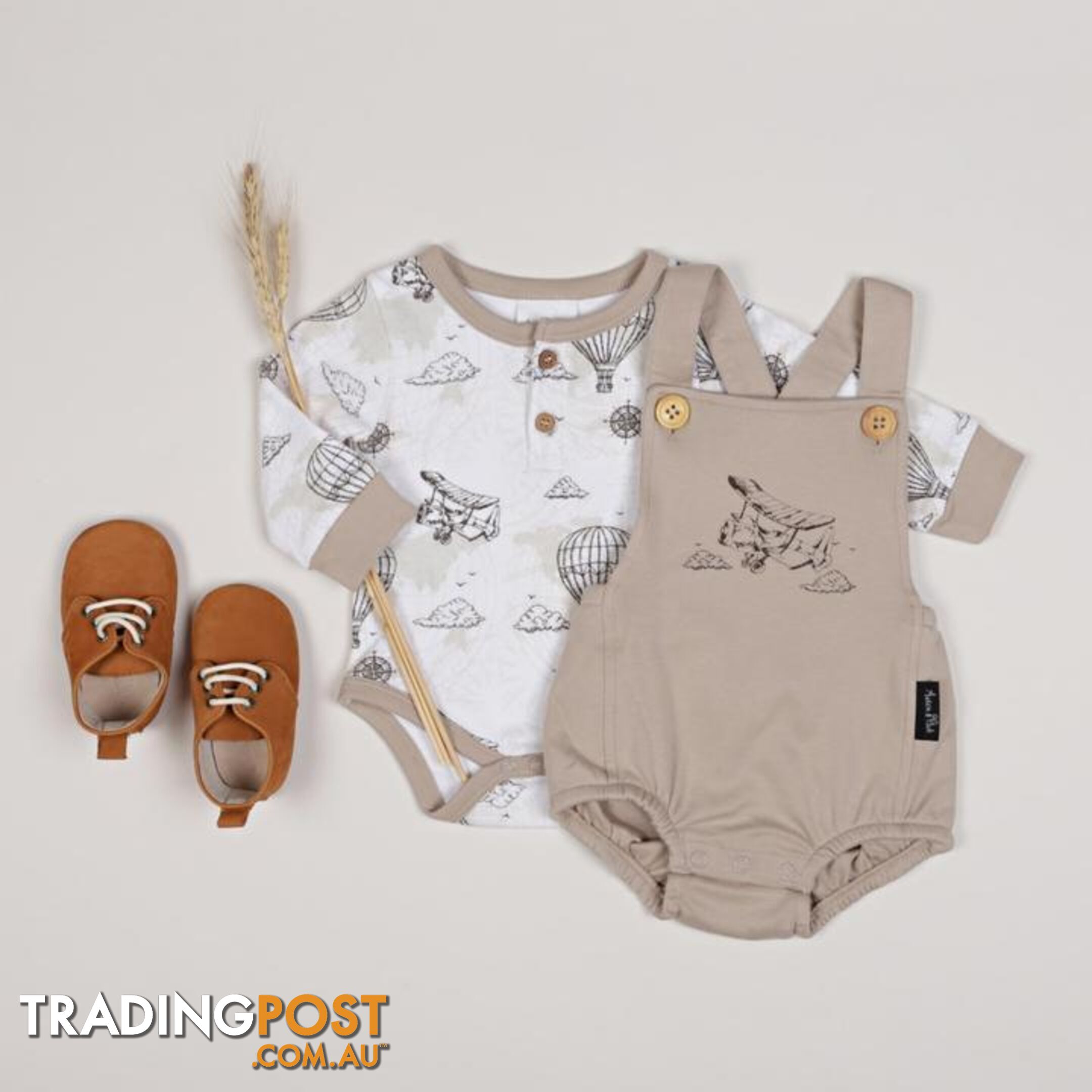 Aster & Oak Vintage Map Henley Onesie